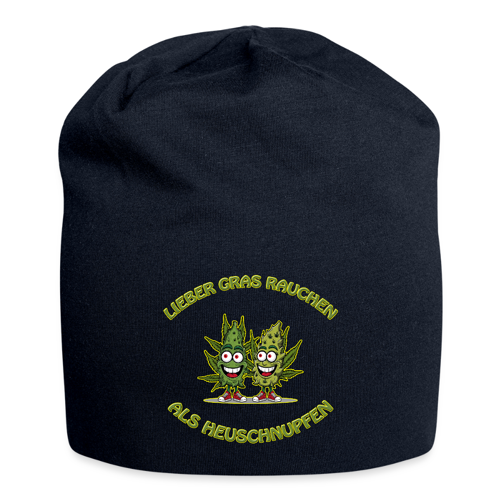 Lieber Gras rauchen als Heuschnupfen - Jersey-Beanie - French Navy