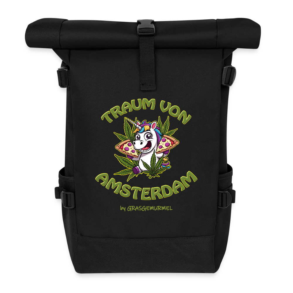 Traum von Amsterdam - Rolltop Rucksack - Schwarz