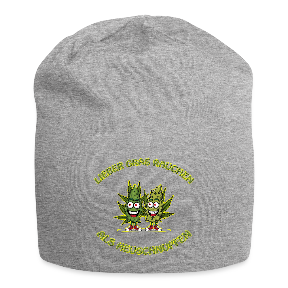 Lieber Gras rauchen als Heuschnupfen - Jersey-Beanie - Grau meliert