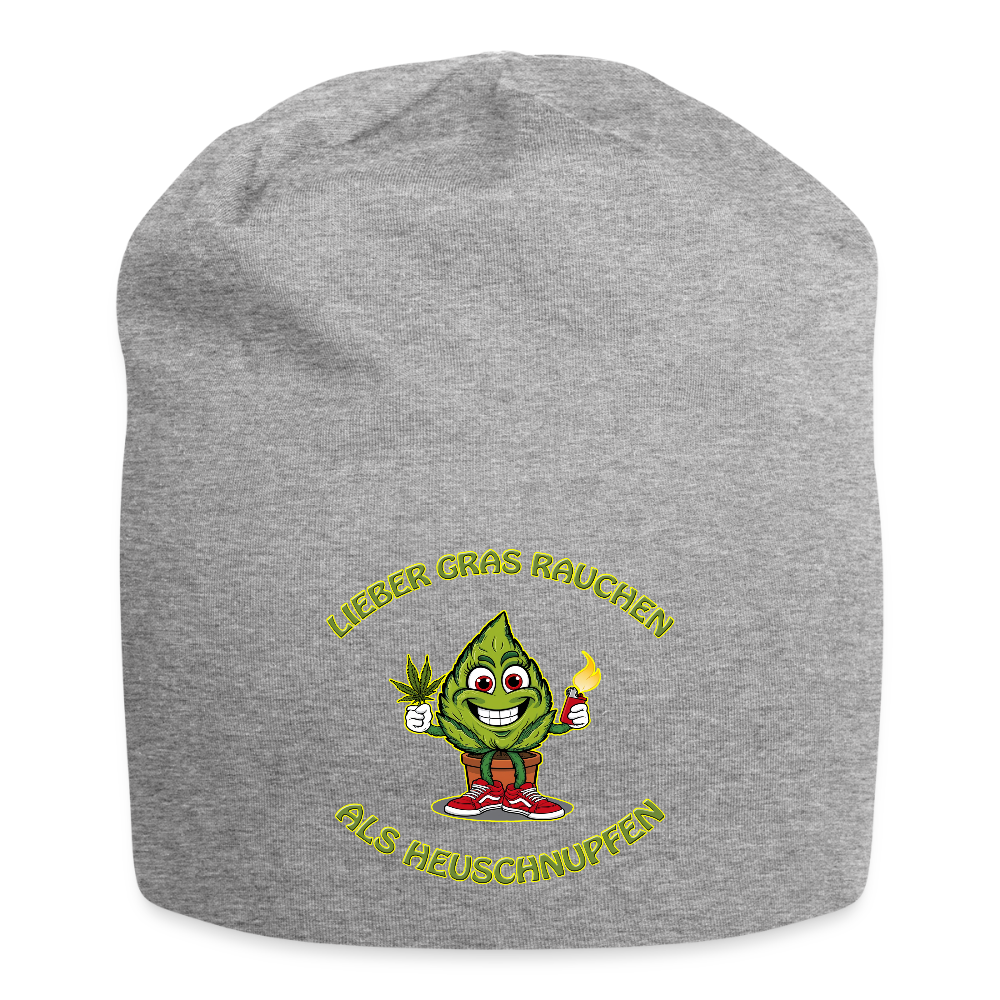 Lieber Gras rauchen als Heuschnupfen - Jersey-Beanie - Grau meliert
