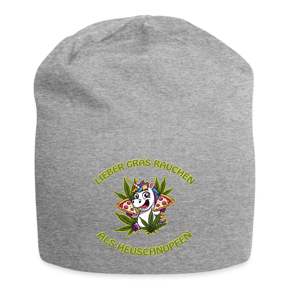Lieber Gras rauchen als Heuschnupfen - Jersey-Beanie - Grau meliert