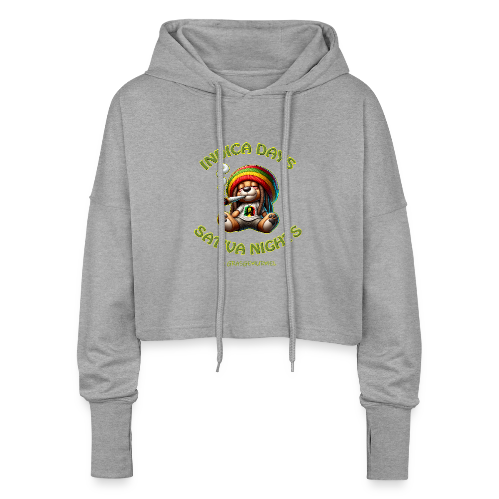 Indica Days Sativa Nights - Cropped Frauen Hoodie - Grau meliert