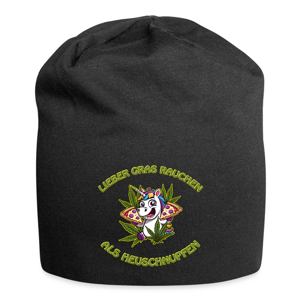 Lieber Gras rauchen als Heuschnupfen - Jersey-Beanie - Schwarz