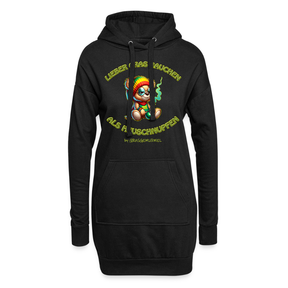 Lieber Gras rauchen als Heuschnupfen - Hoodie-Kleid - Schwarz