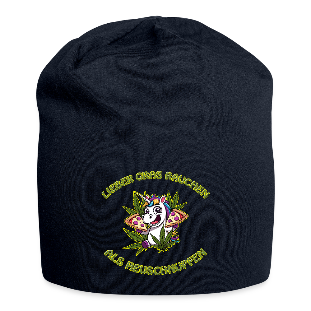 Lieber Gras rauchen als Heuschnupfen - Jersey-Beanie - French Navy